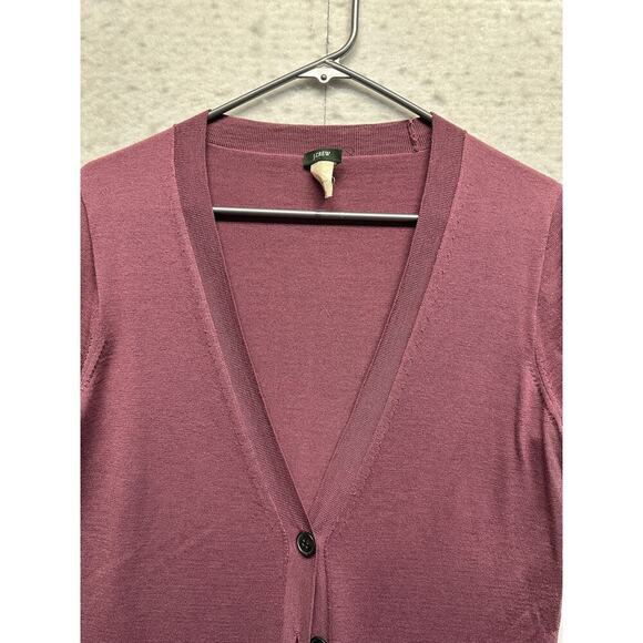 J.Crew 100% Merino Wool Longline Button Front Cardigan Sweater L Muted Purple - Picture 5 of 9
